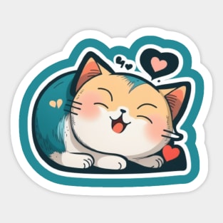 Sleepy Cat Valentine's Day Sticker